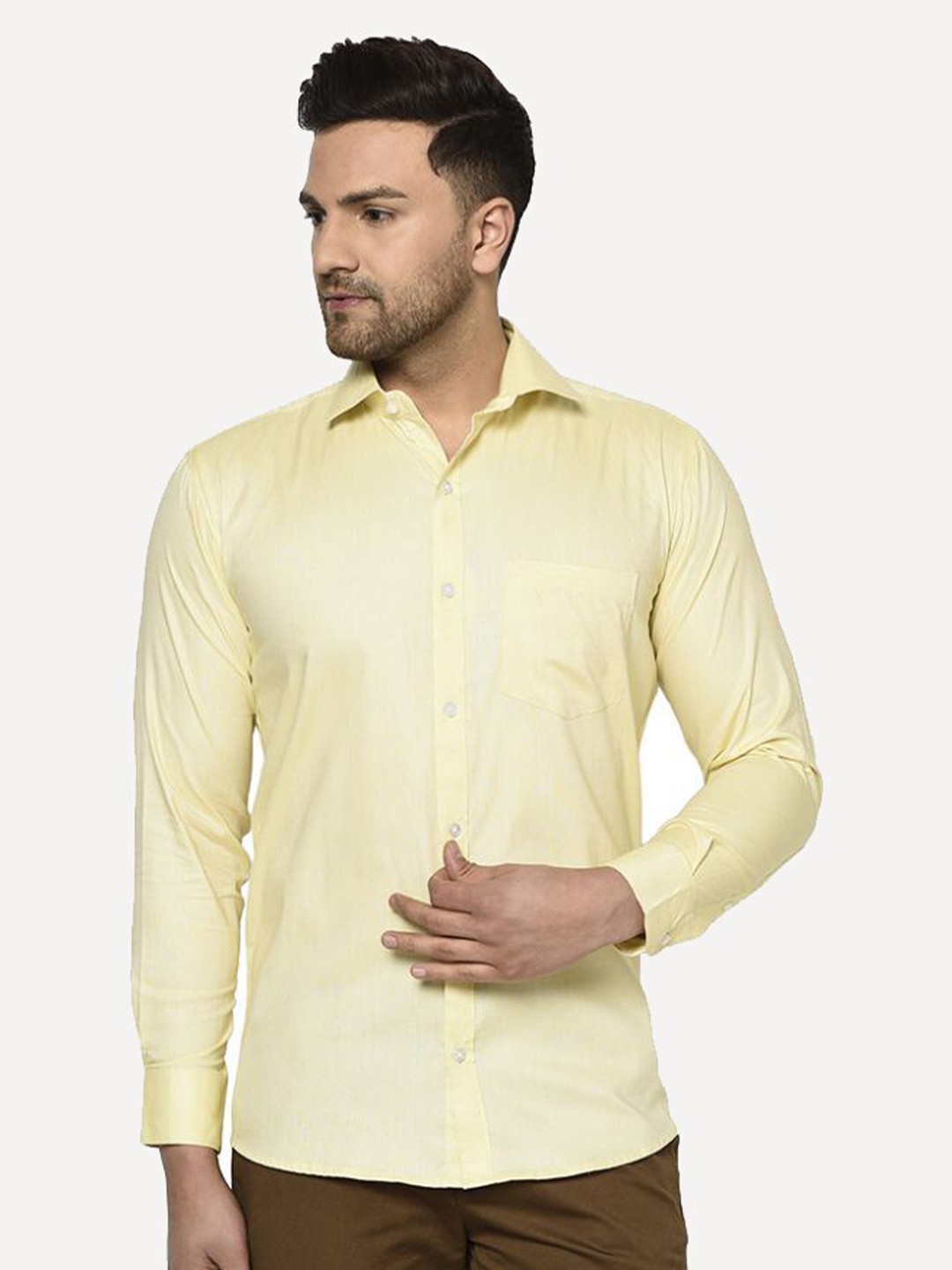 

JOLLY'S Men Yellow Straight Casual Shirt