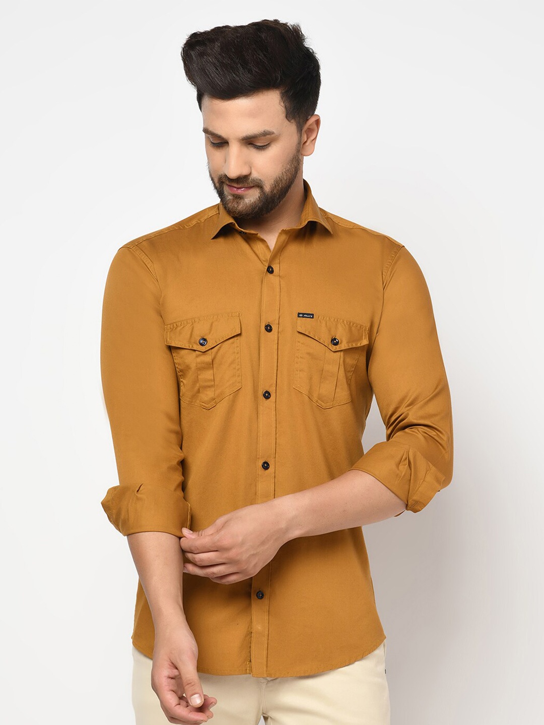 

JOLLY'S Men Mustard Straight Casual Shirt