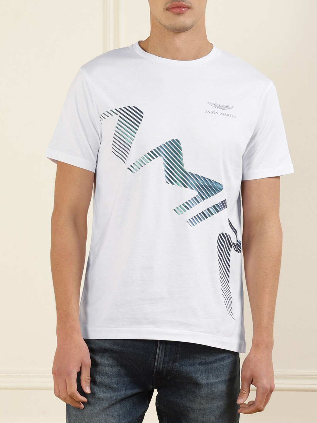 

HACKETT LONDON Men White Printed V-Neck T-shirt