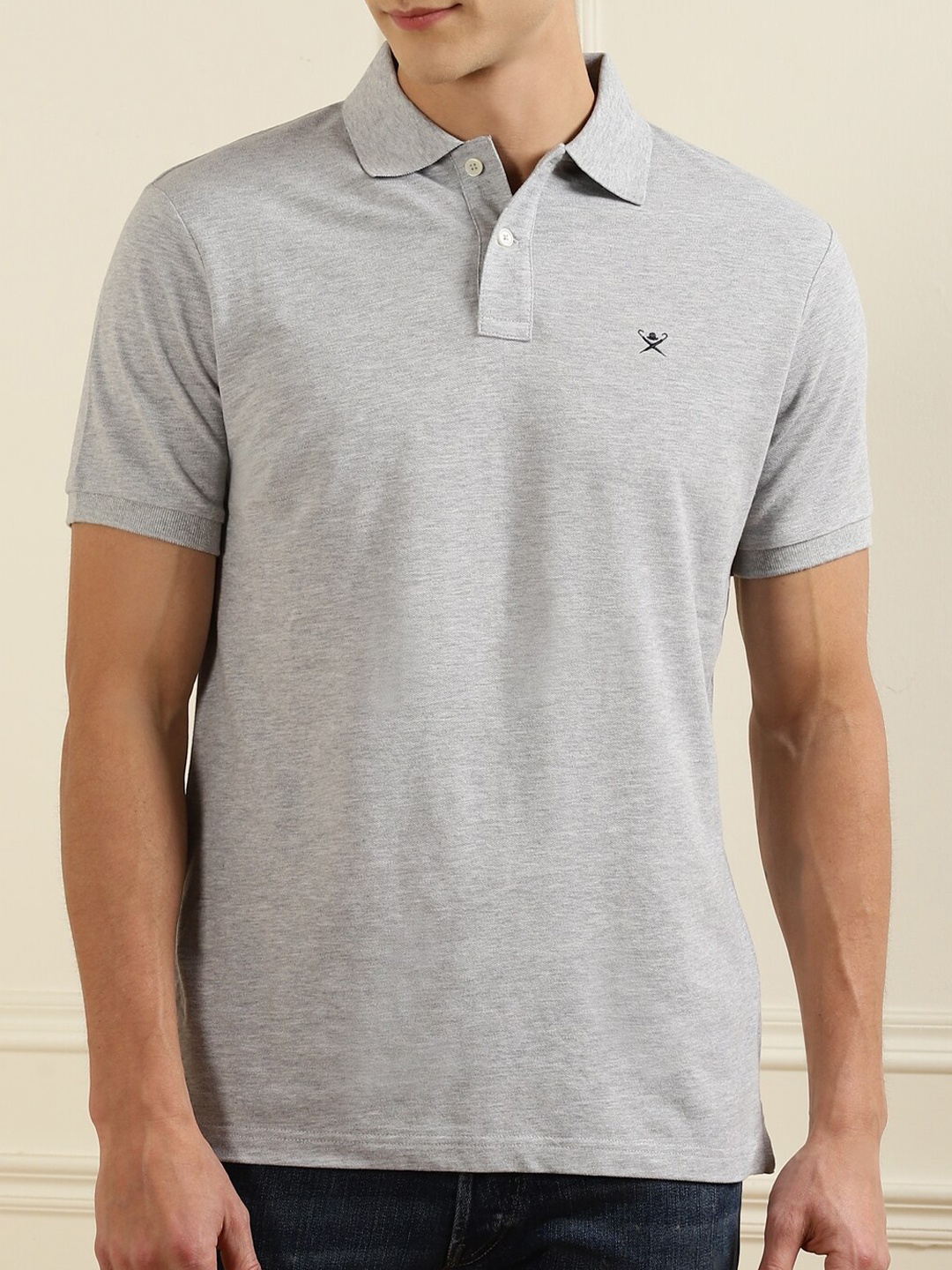 

HACKETT LONDON Men Grey Polo Collar T-shirt