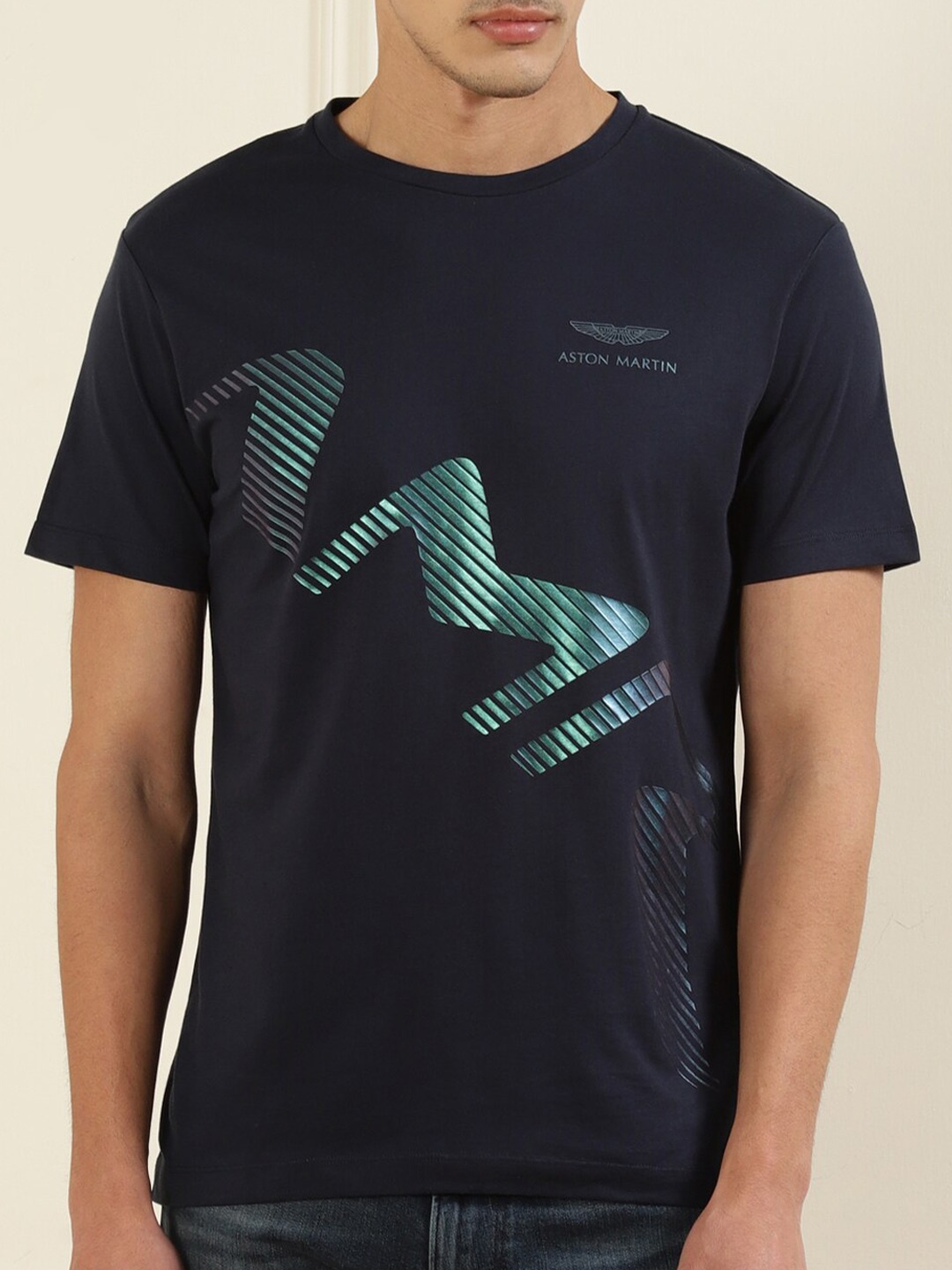 

HACKETT LONDON Men Navy Blue & raisin black Typography Printed V-Neck T-shirt