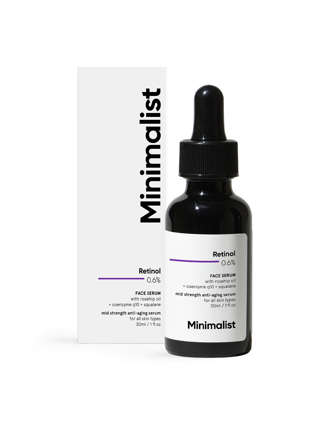 

Minimalist Retinol 0.6% Anti Aging Mid-Strength Face Serum for Fine Lines & Wrinkles-30ml, White