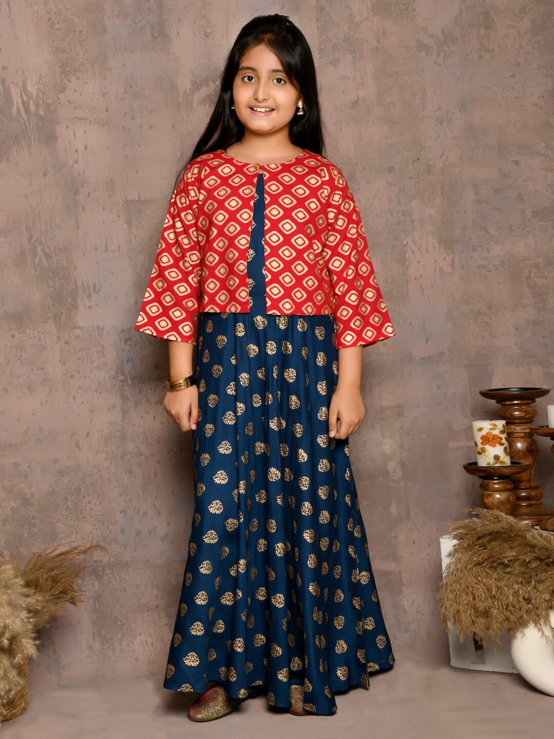 

LilPicks Blue Ethnic Motifs Ethnic Maxi Dress