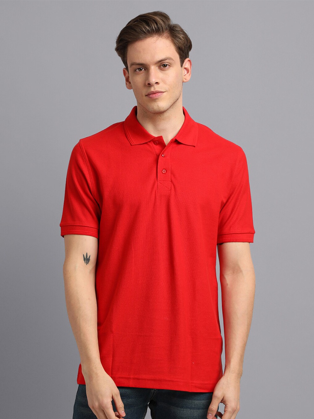 

UrGear Men Red & red Polo Collar T-shirt
