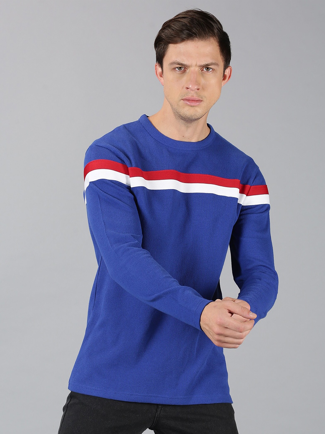 

UrGear Men Blue Striped Sweatshirt