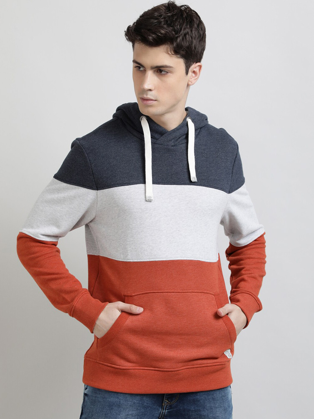 

UrGear Men Multicoloured Colourblocked Hooded Sweatshirt, Multi