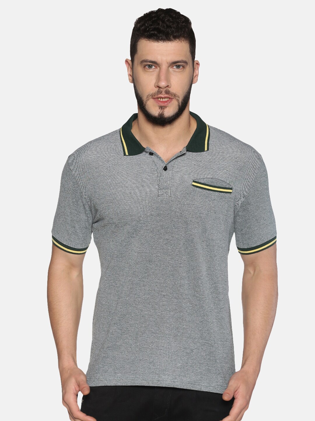 

UrGear Men Grey Polo Collar T-shirt