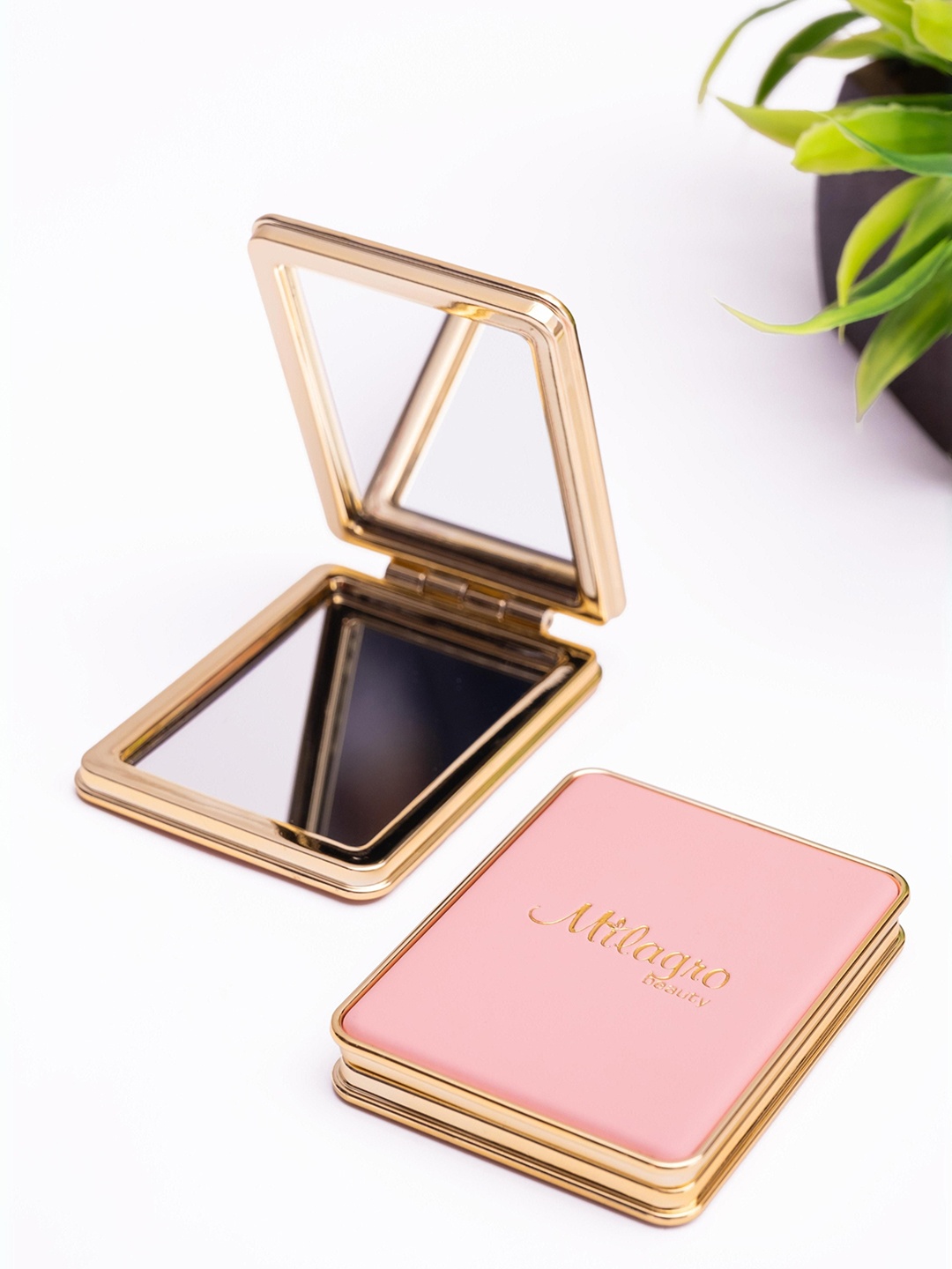 

Milagro beauty Pink Solid Foldable Vanity Makeup Magnifying Tabletop Mirror