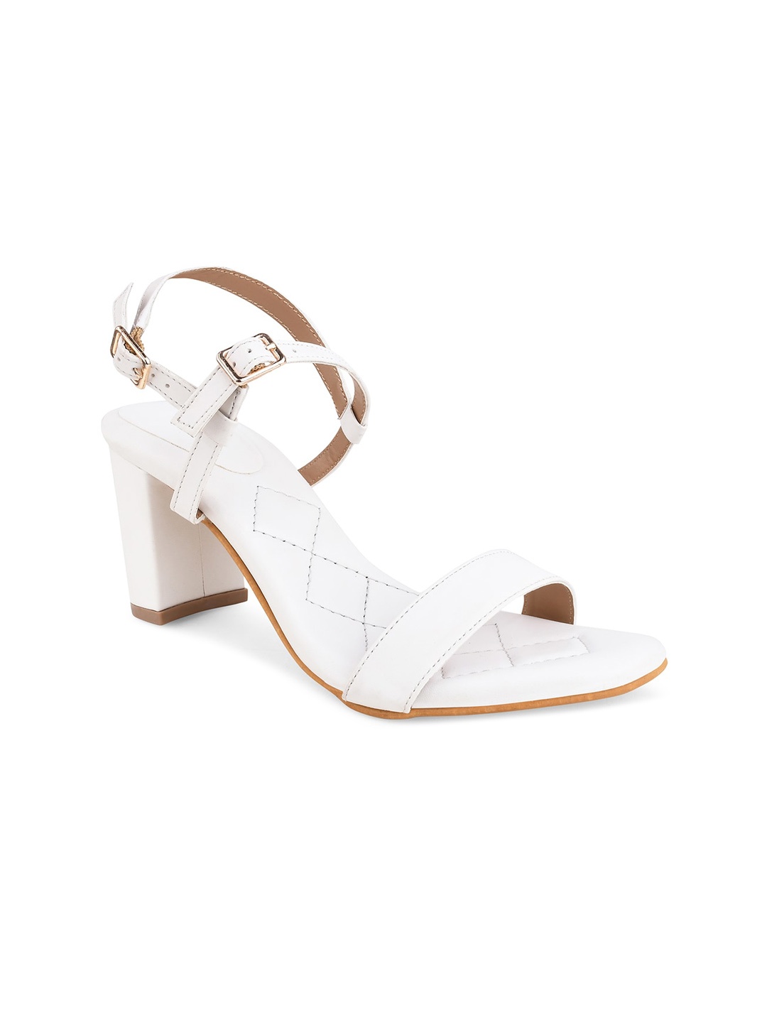 

Sanhose White Block Pumps with Buckles