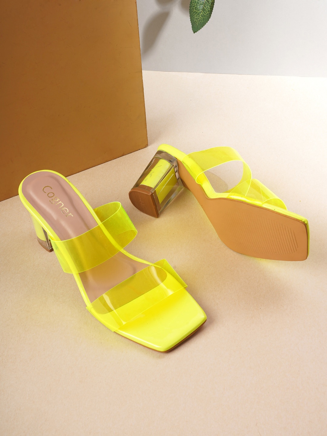 

Cogner Yellow Colourblocked Party Block Sandals