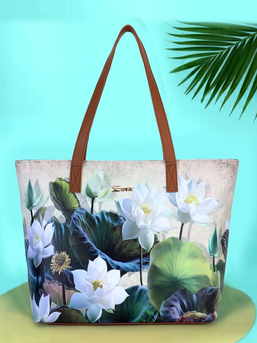 

Exotic Tan Printed PU Oversized Shopper Handheld Bag with Tasselled