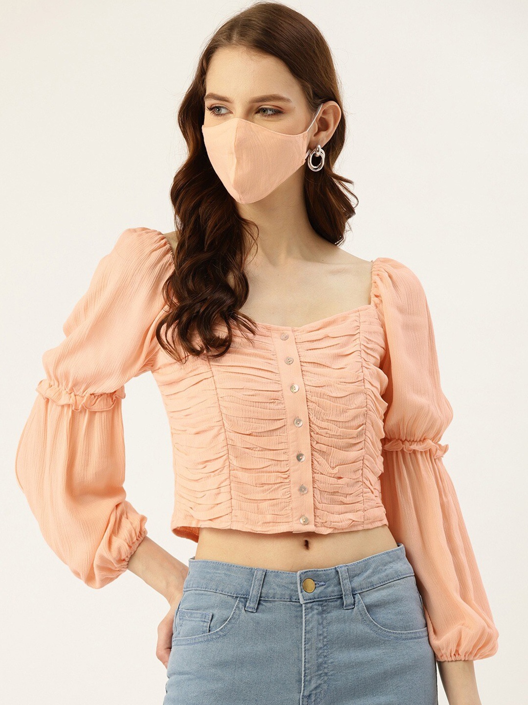 

DressBerry Peach-Coloured Crop Top