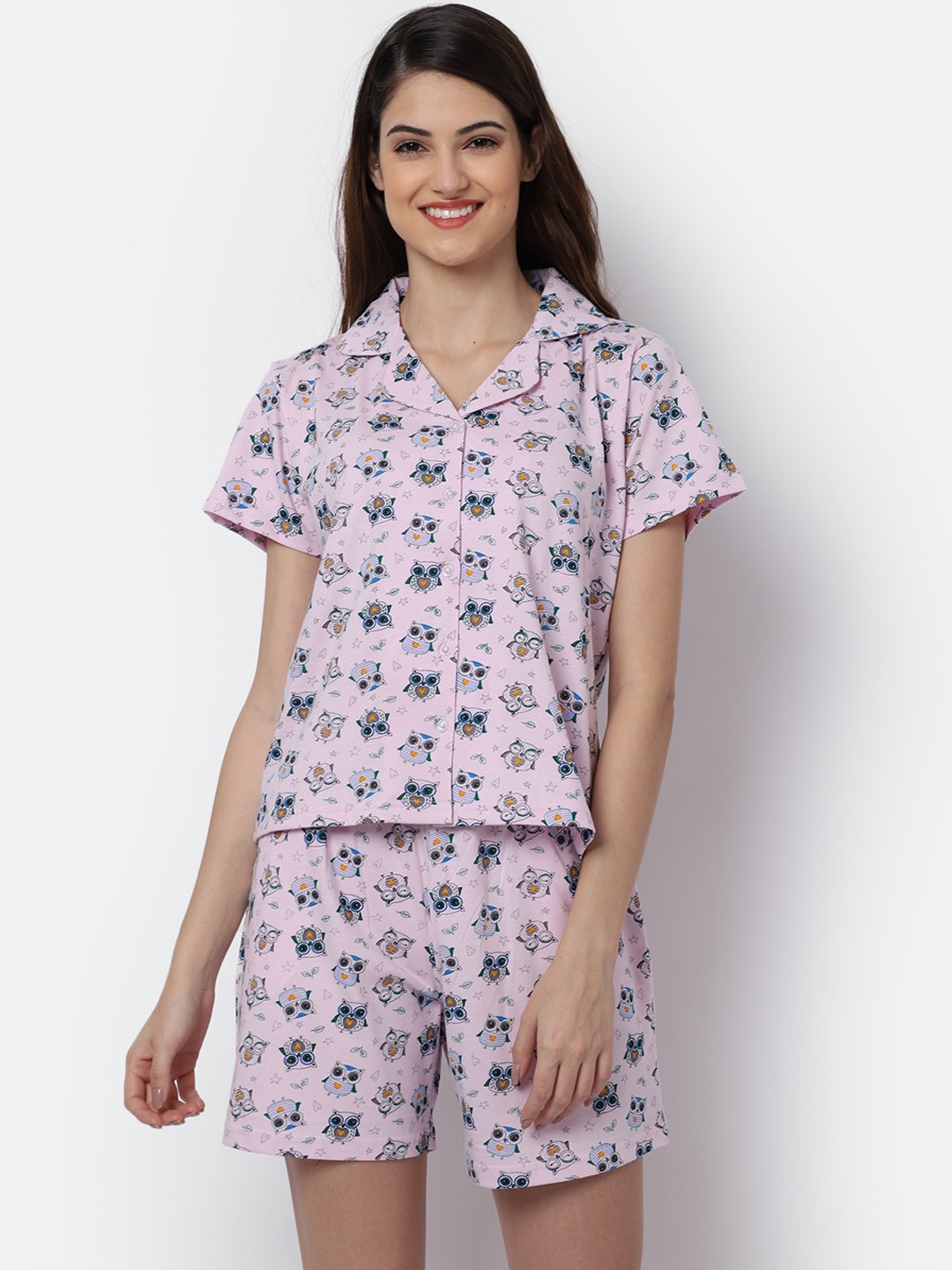 

Boston Club Women Mauve & Blue Printed Night suit