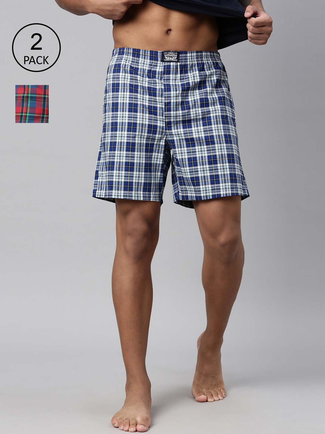 

Levis Men Pack Of 2 Assorted Pure Cotton Boxers #068-BOXER SHORTS-D1C3-DNV/SW-OB/PB-P2