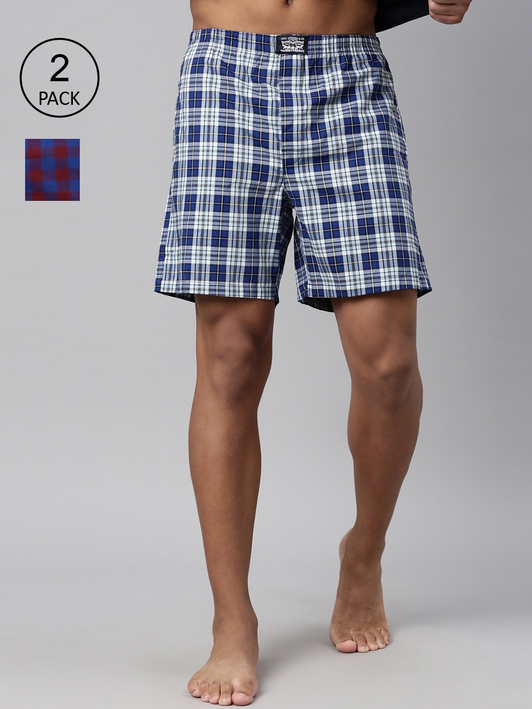 

Levis Men Pack Of 2 Assorted Checked Printed Pure Cotton Boxers