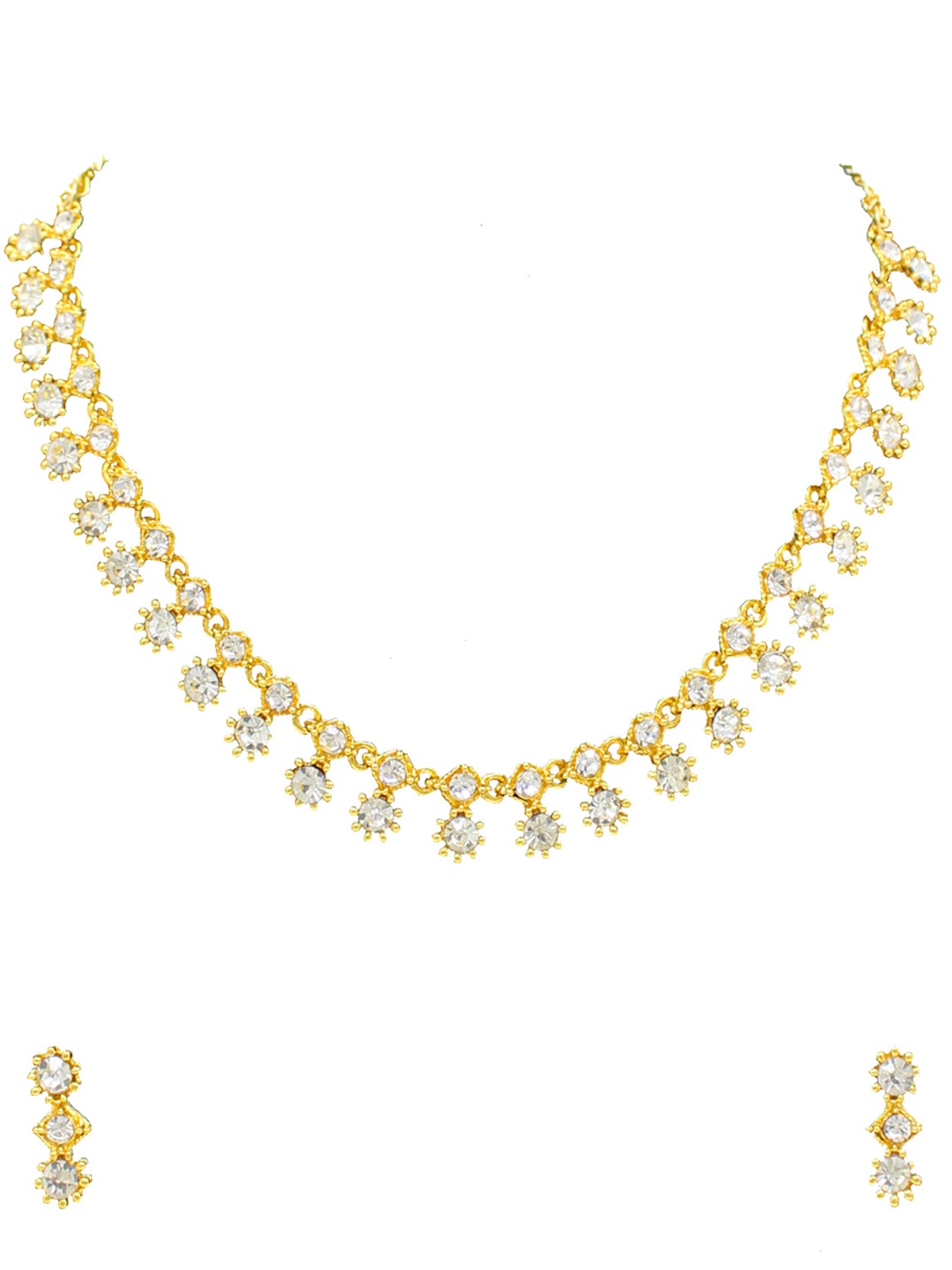 

SAIYONI Gold-Plated White Stone-Studded Jewellery Set