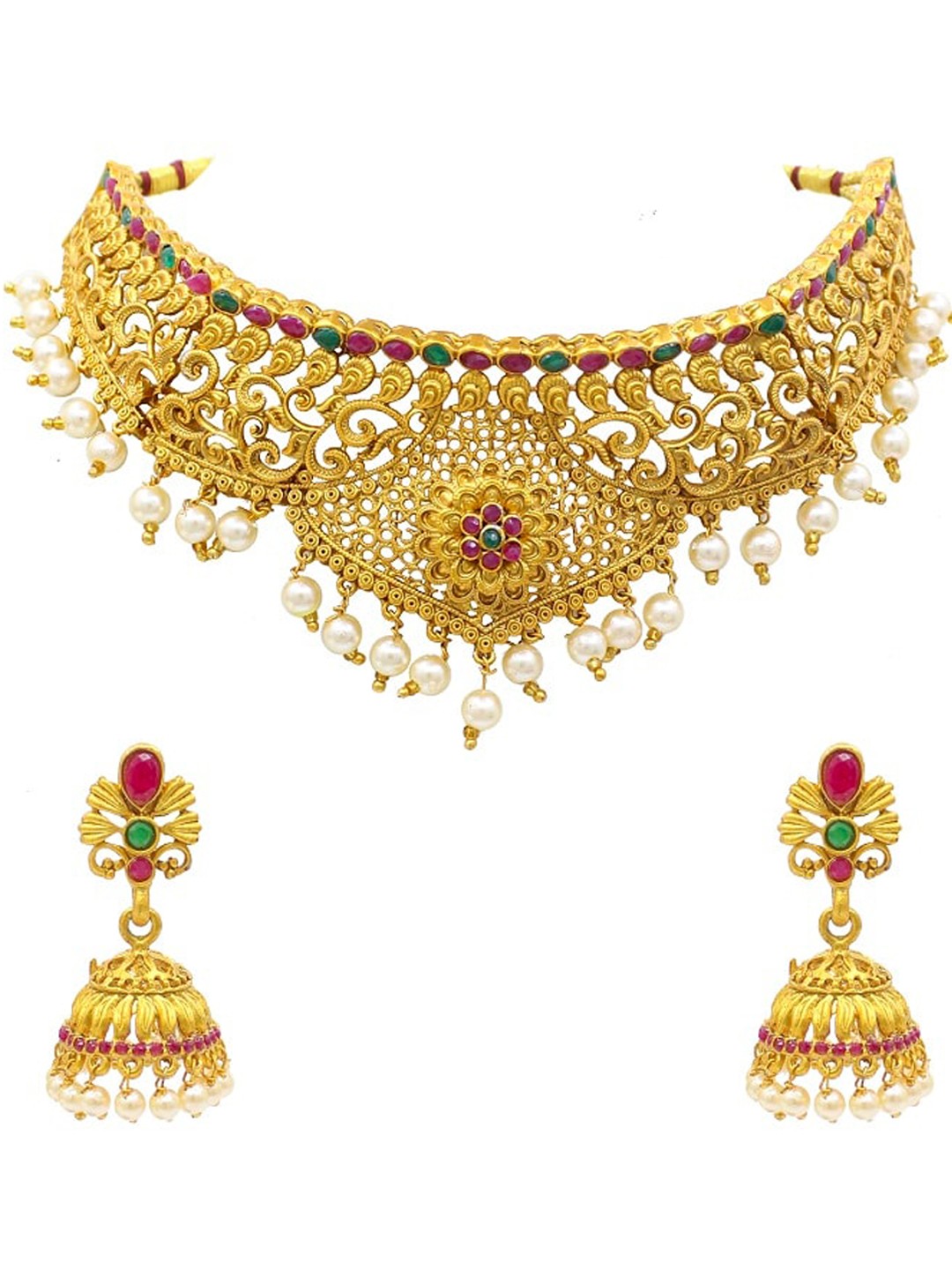

SAIYONI Gold-Plated Multicolour Choker Jewellery Set