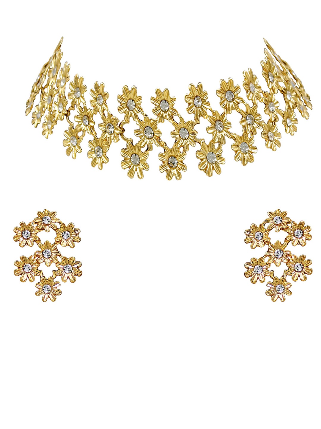 

SAIYONI Gold-Plated Gold Stone Studded Choker Jewellery Set