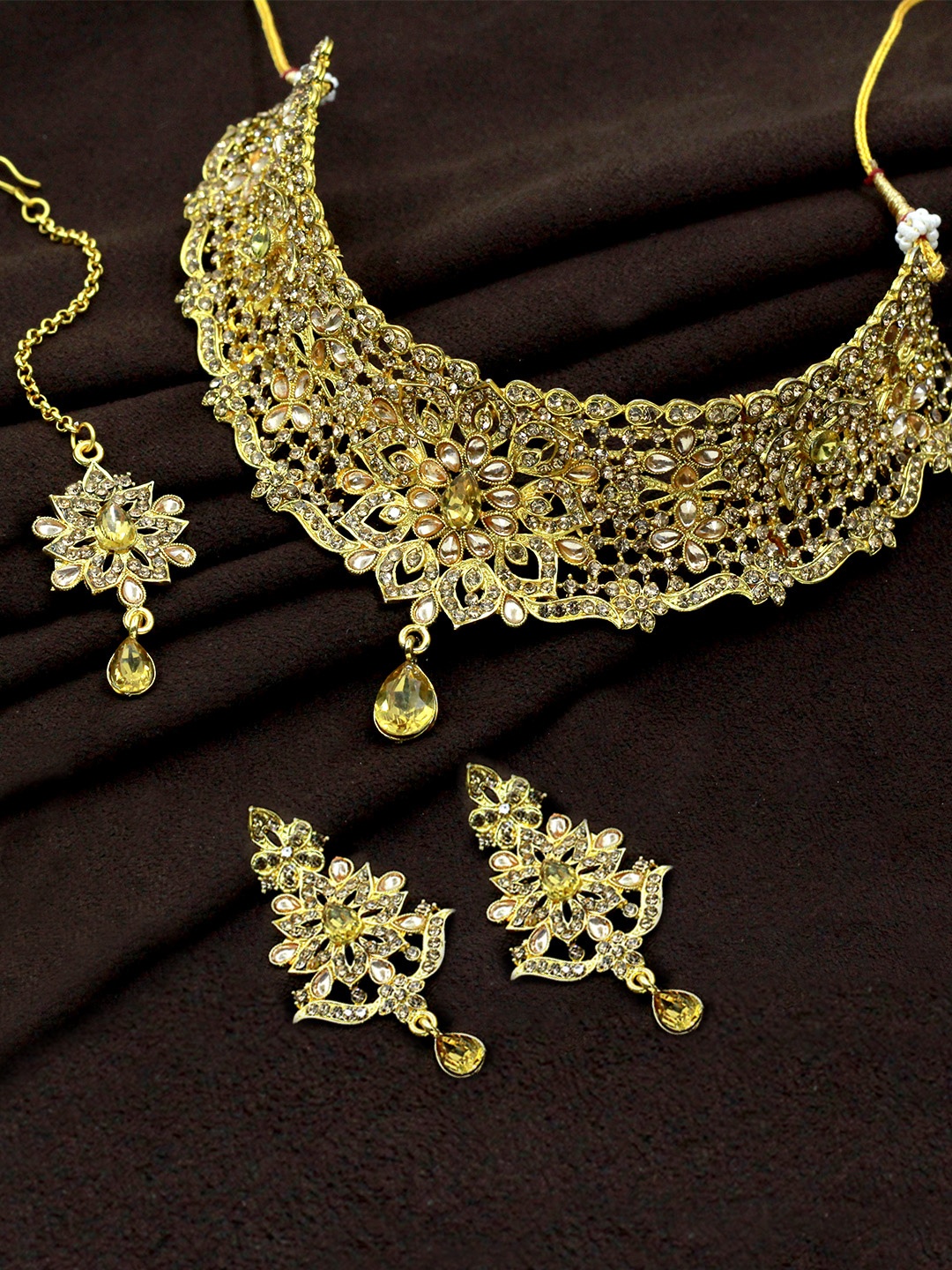 

SAIYONI Gold-Plated Austrian Diamond Studded Choker Jewellery Set