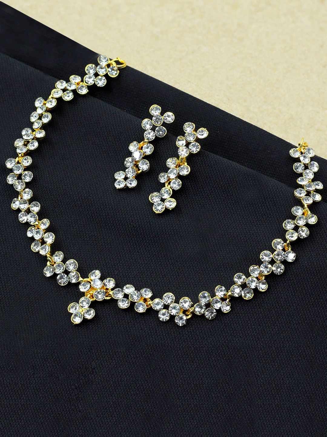 

SAIYONI Gold-Plated Gold Austrian Studded Choker Jewellery Set
