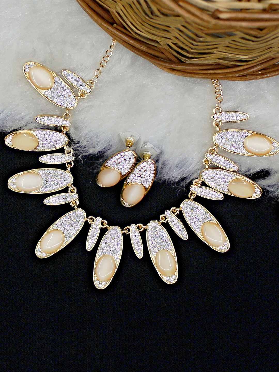 

SAIYONI Gold-Plated Peach Choker Jewellery Set