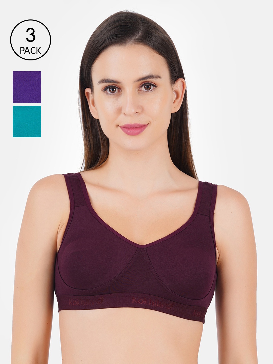 

Ramraj Pack of 3 Everyday Cotton Bra, Burgundy