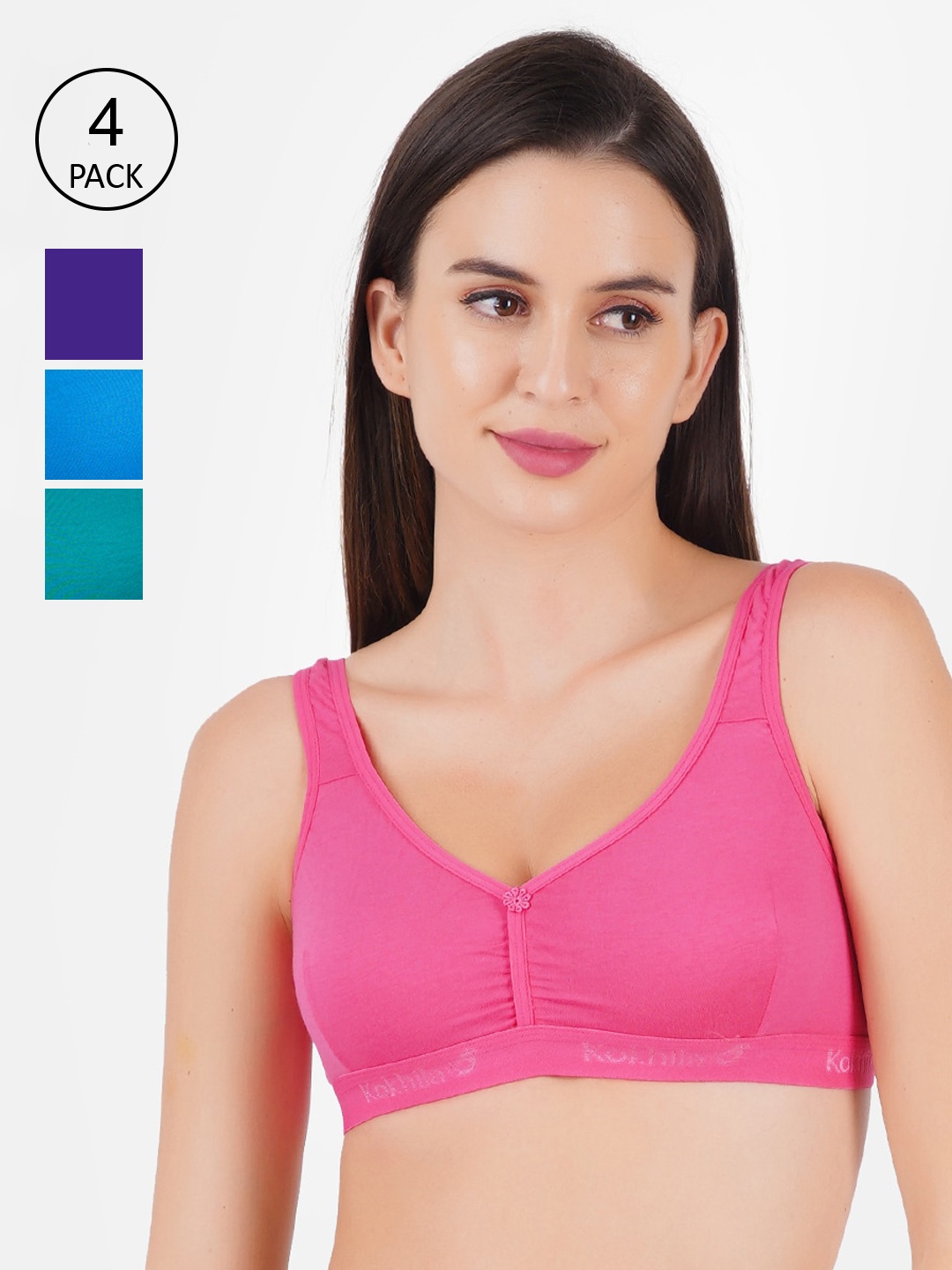 

Ramraj Pack of 4 Everyday Cotton Bra, Pink