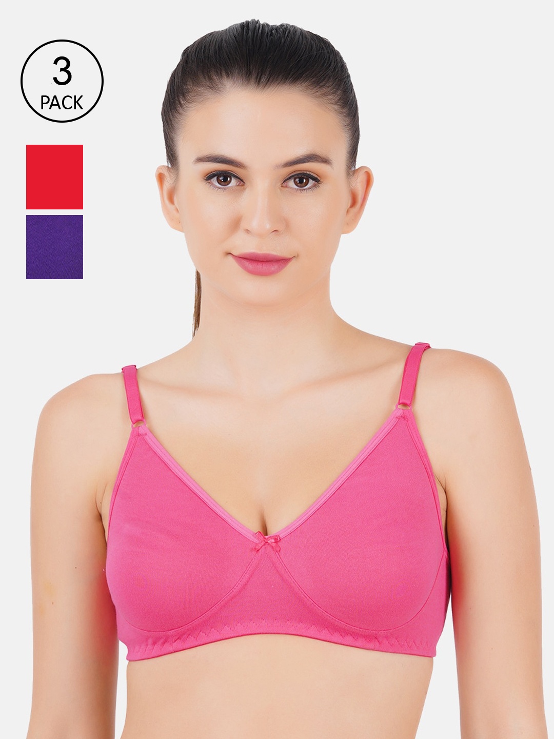 

Ramraj Pack of 3 Everyday Cotton Bra, Pink