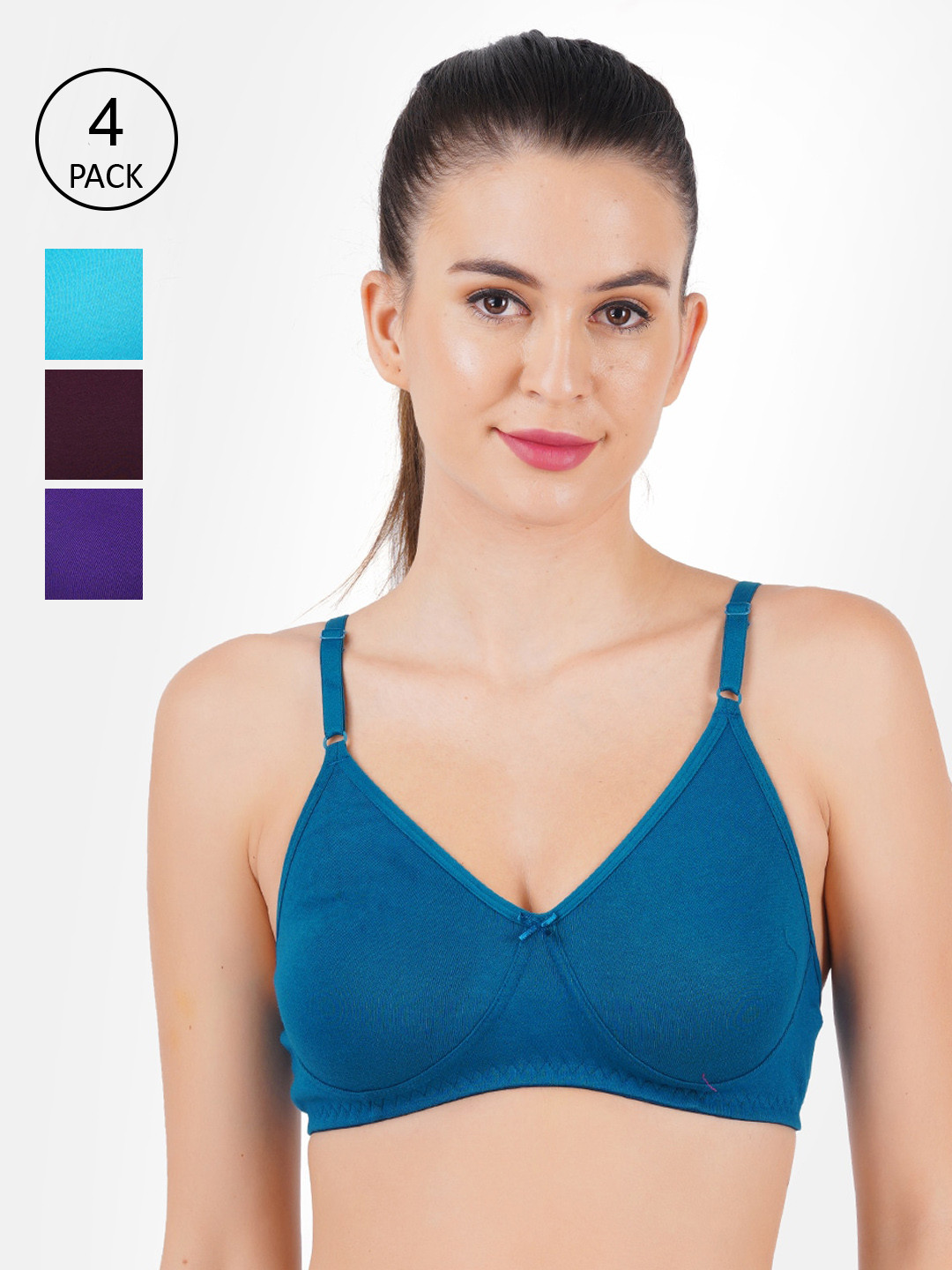 

Ramraj Pack of 4 Everyday Cotton Bra, Blue
