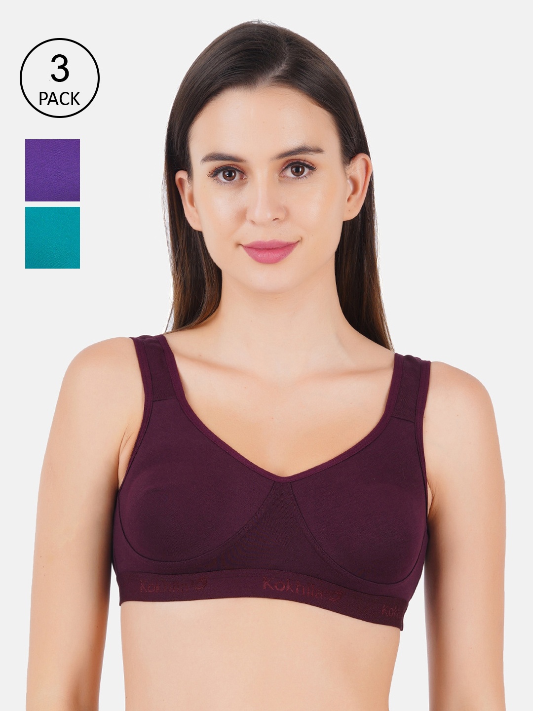 

Ramraj Pack of 3 Everyday Cotton Bra, Burgundy