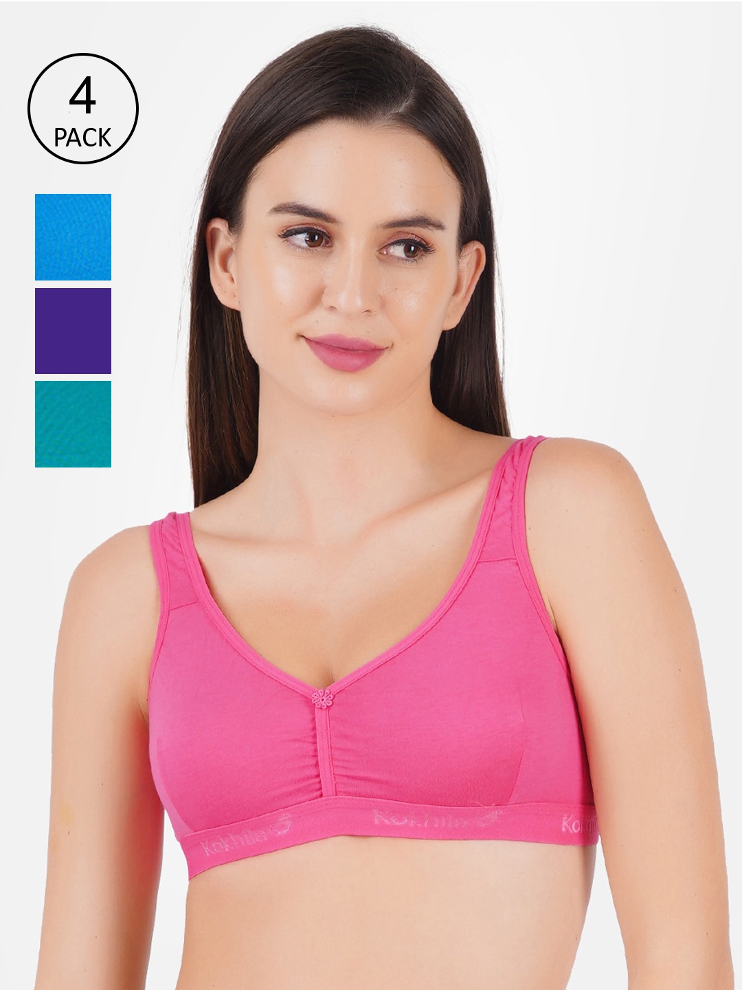 

Ramraj Pack of 4 Everyday Cotton Bra, Pink