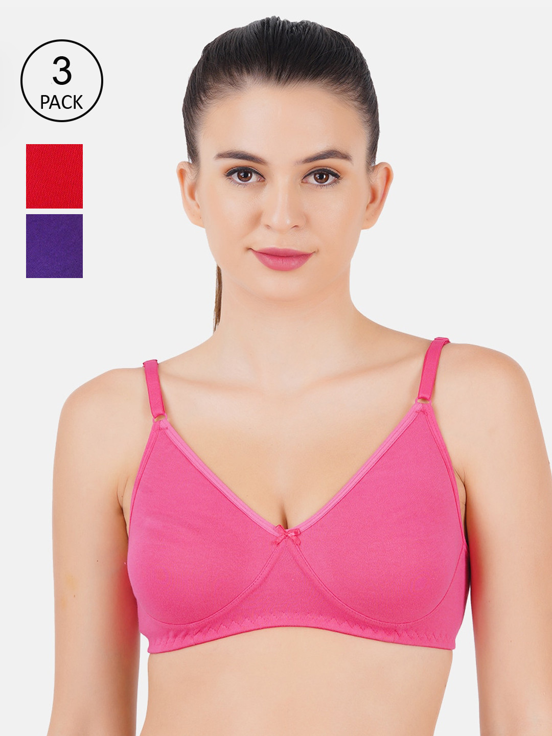 

Ramraj Pack of 3 Everyday Cotton Bra, Pink