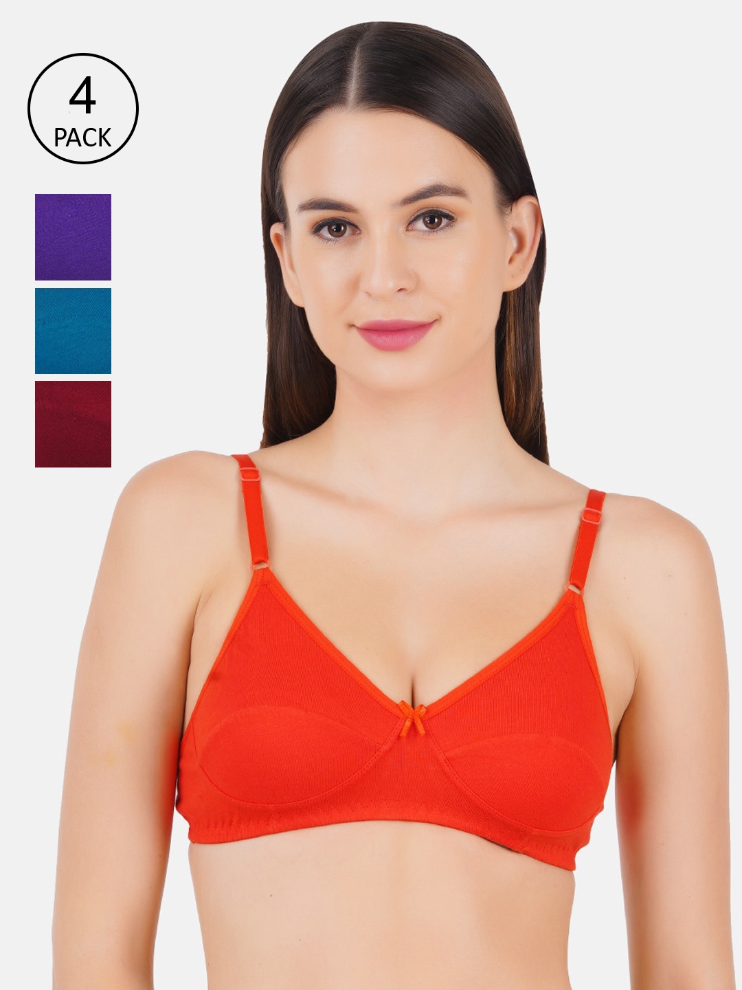 

Ramraj Pack of 4 Everyday Cotton Bra, Red