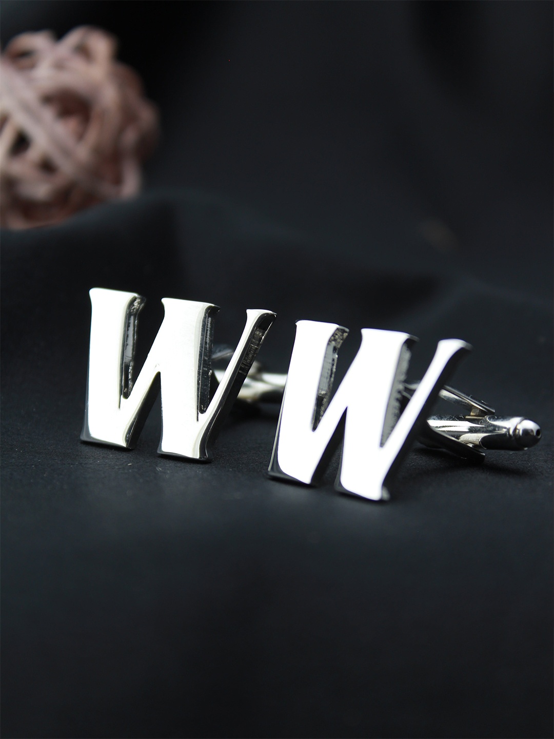 

PELUCHE Silver-Toned Alphabet Cufflink