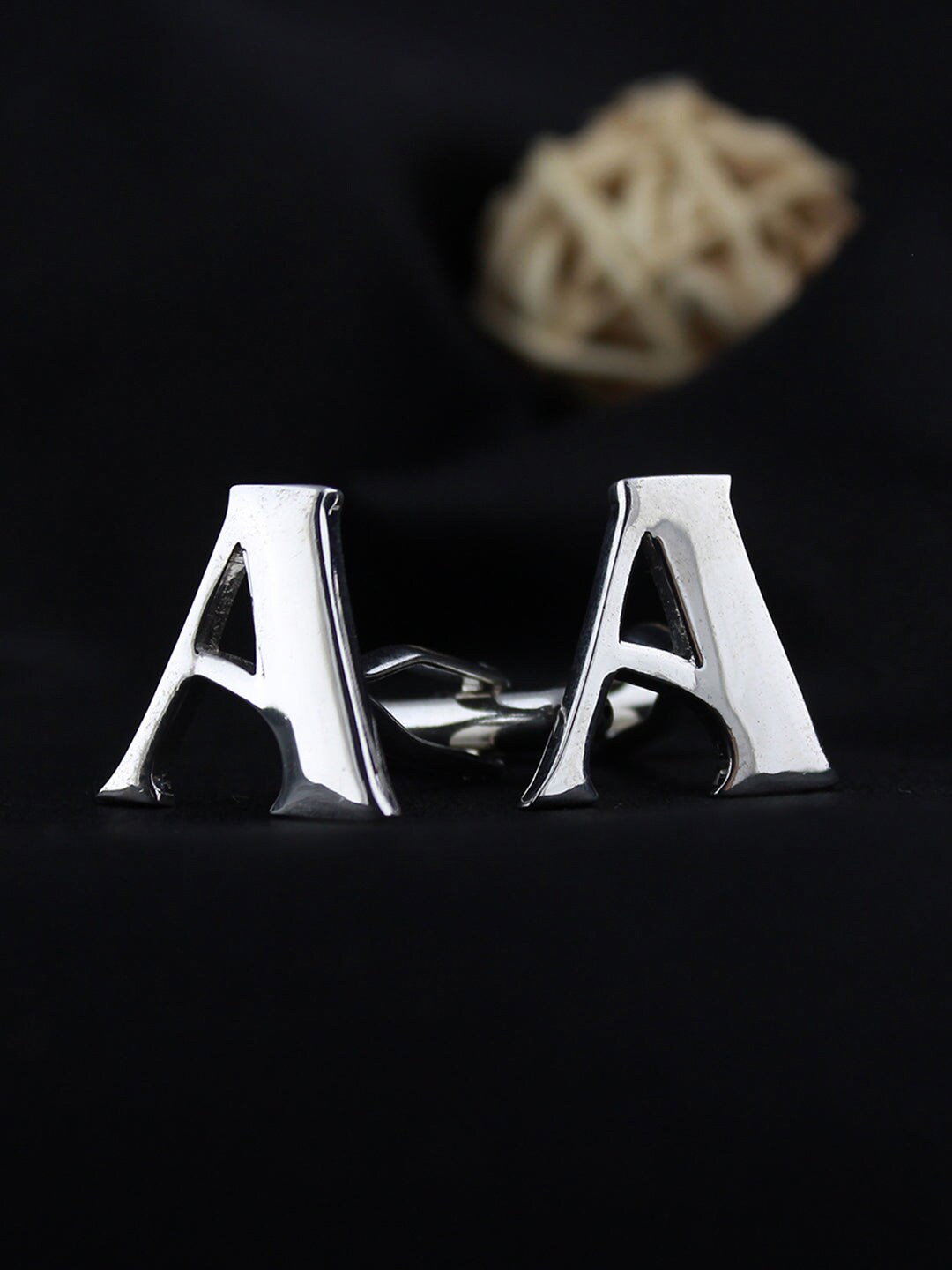 

PELUCHE Silver-Toned Alphabet Cufflink