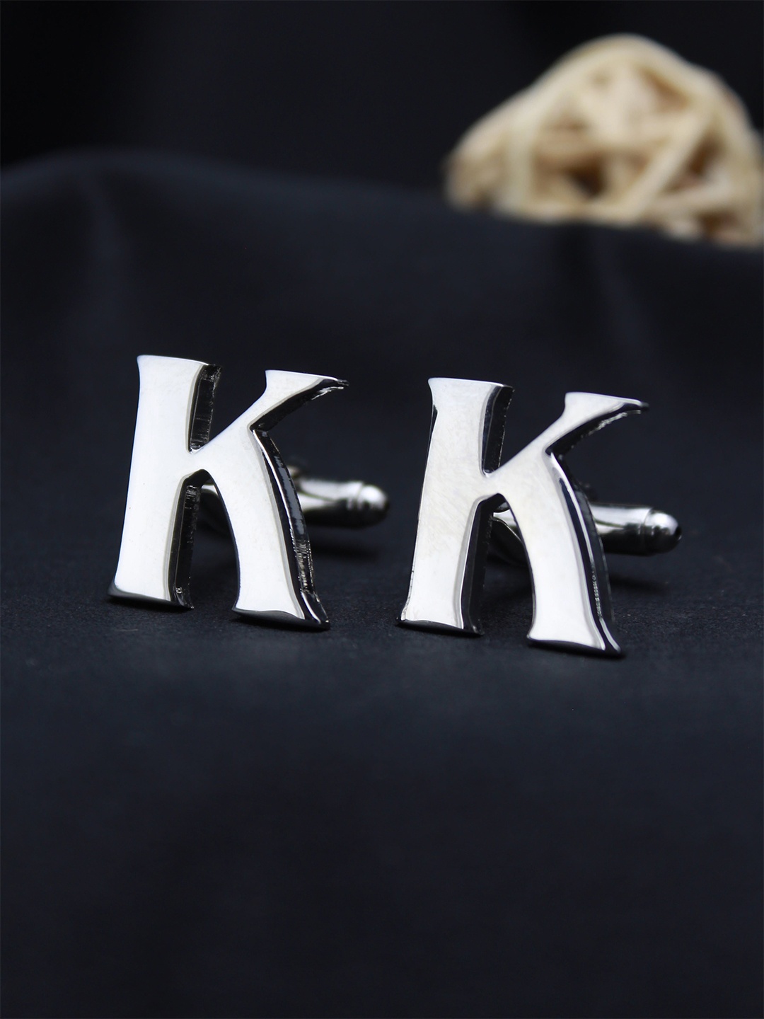 

PELUCHE Silver-Toned Alphabet Cufflink