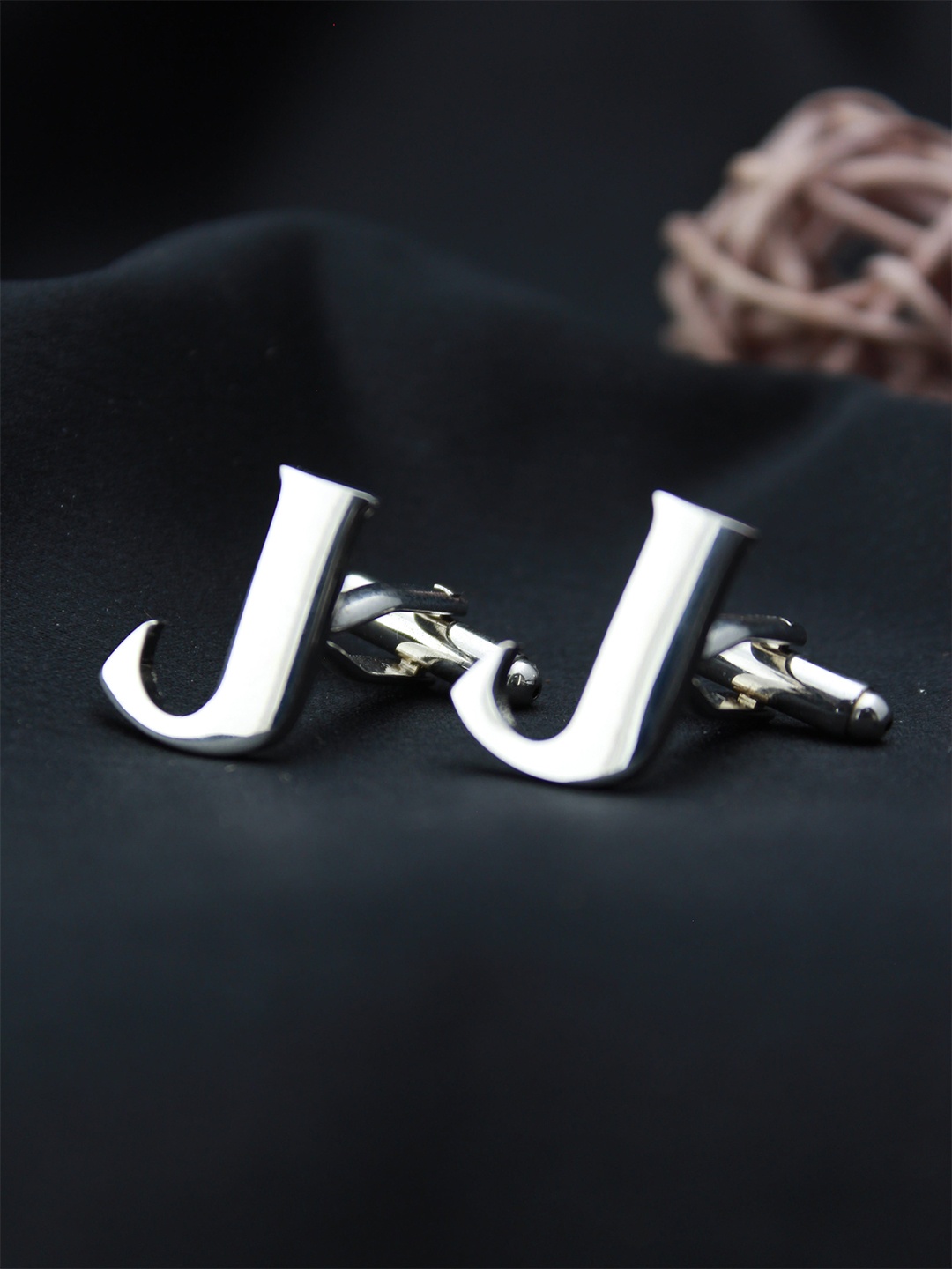 

PELUCHE Silver-Toned Alphabet Cufflink