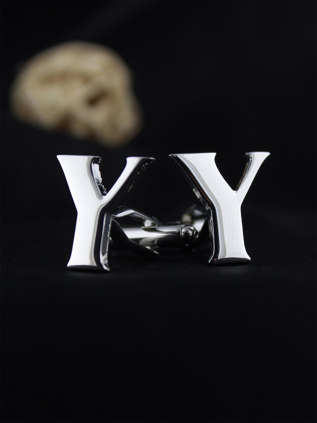 

PELUCHE Silver-Toned Alphabet Cufflink