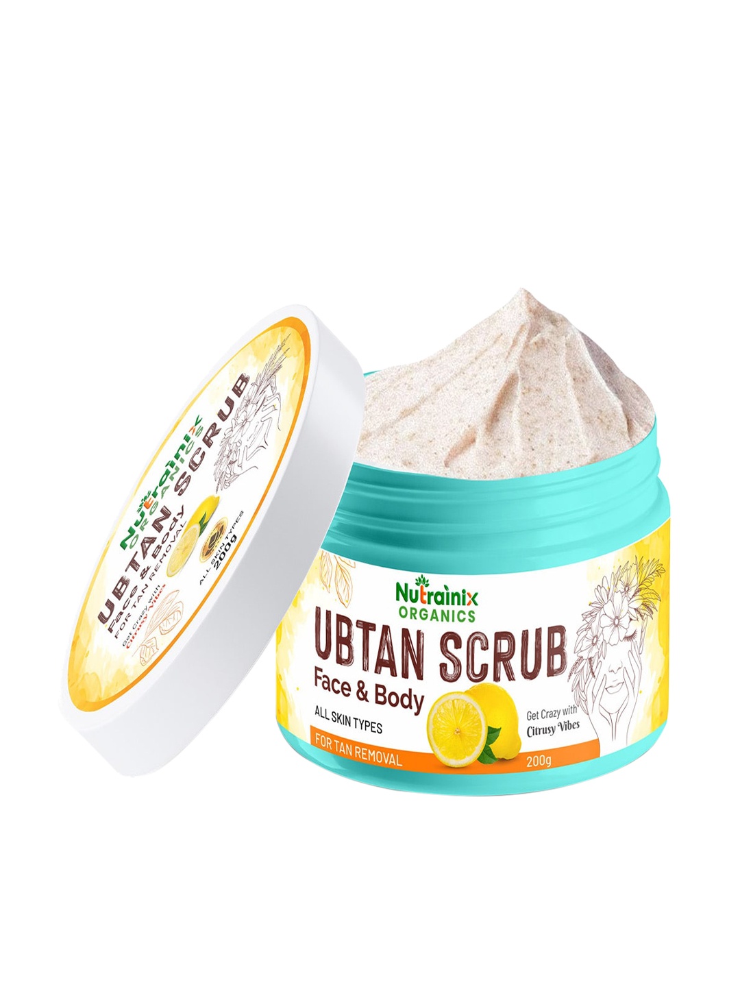 

Nutrainix Organics Peach Ubtan Body Polishing Scrub Reduces Cellulite and Tan Removal - 200g