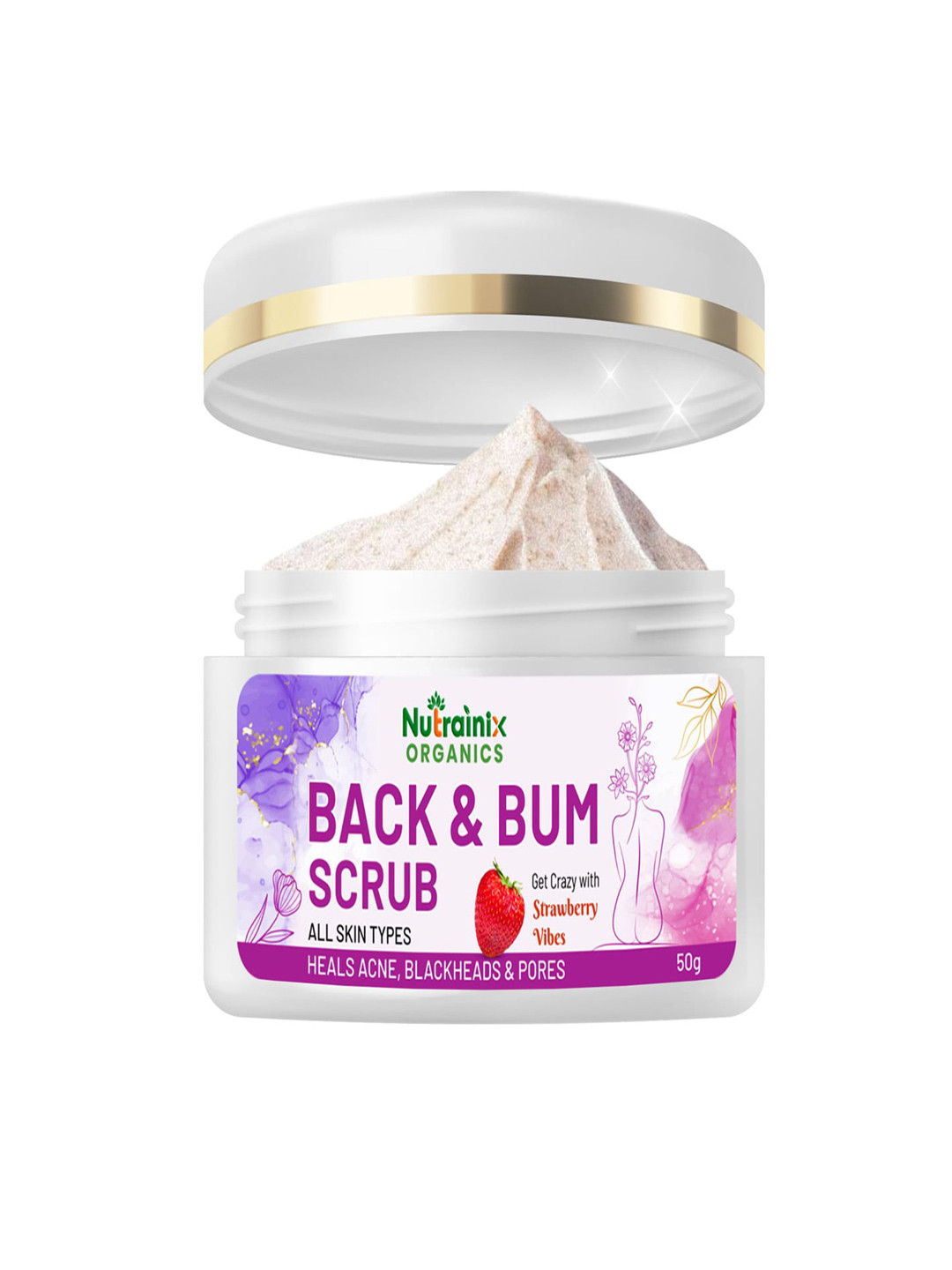 

Nutrainix Organics Peach Back & Bum Scrub, Reduces Dark Spot and Acne - 50g