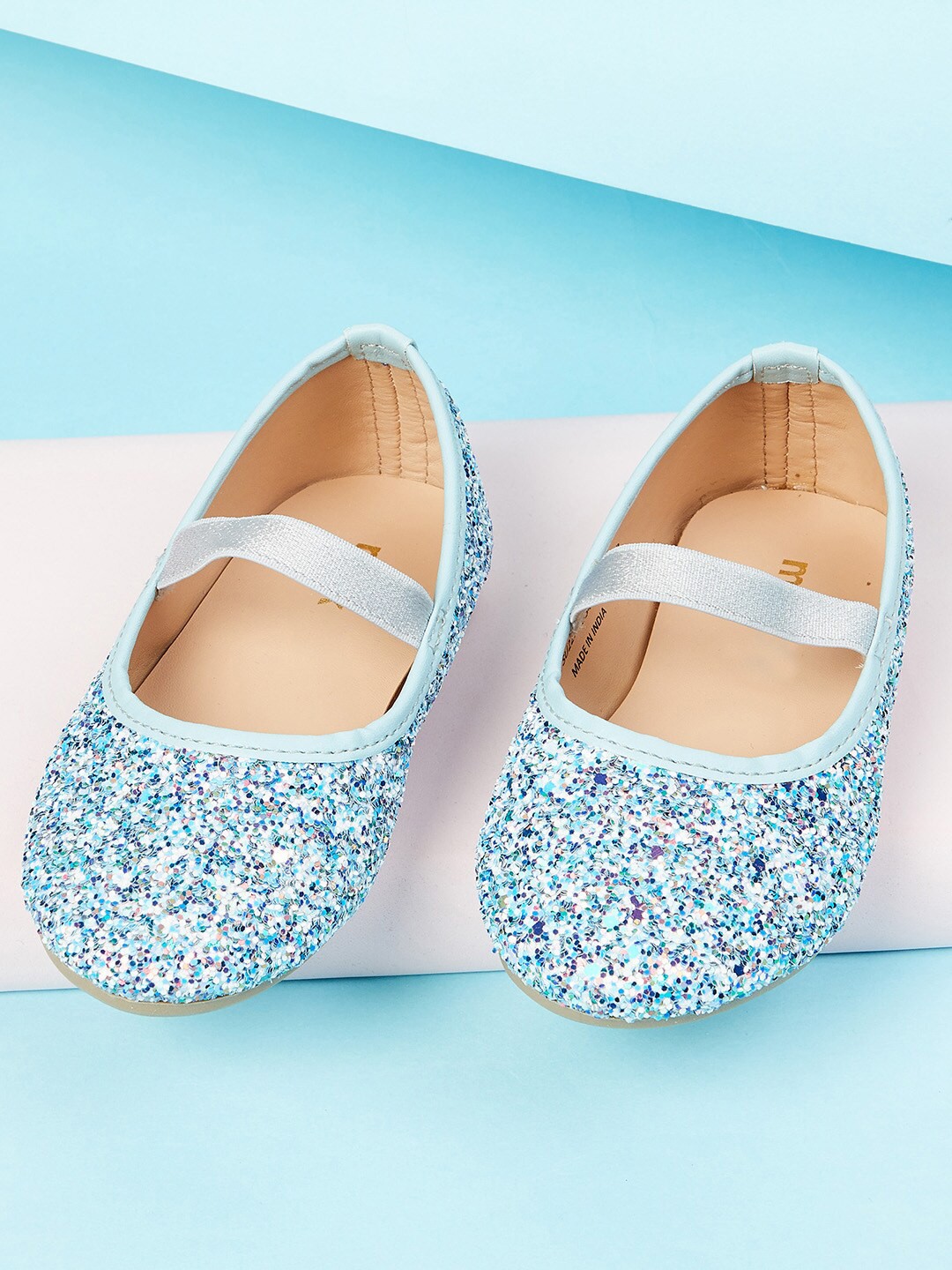 

max Girls Turquoise Blue Textured Ballerinas Flats