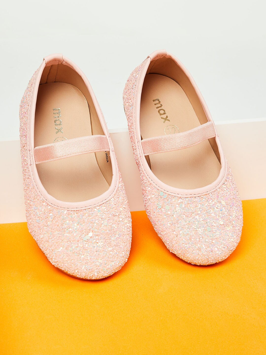 

max Girls Pink Textured Ballerinas Flats