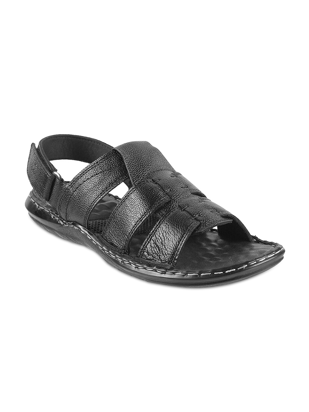 

Metro Men Black Leather Comfort Sandals
