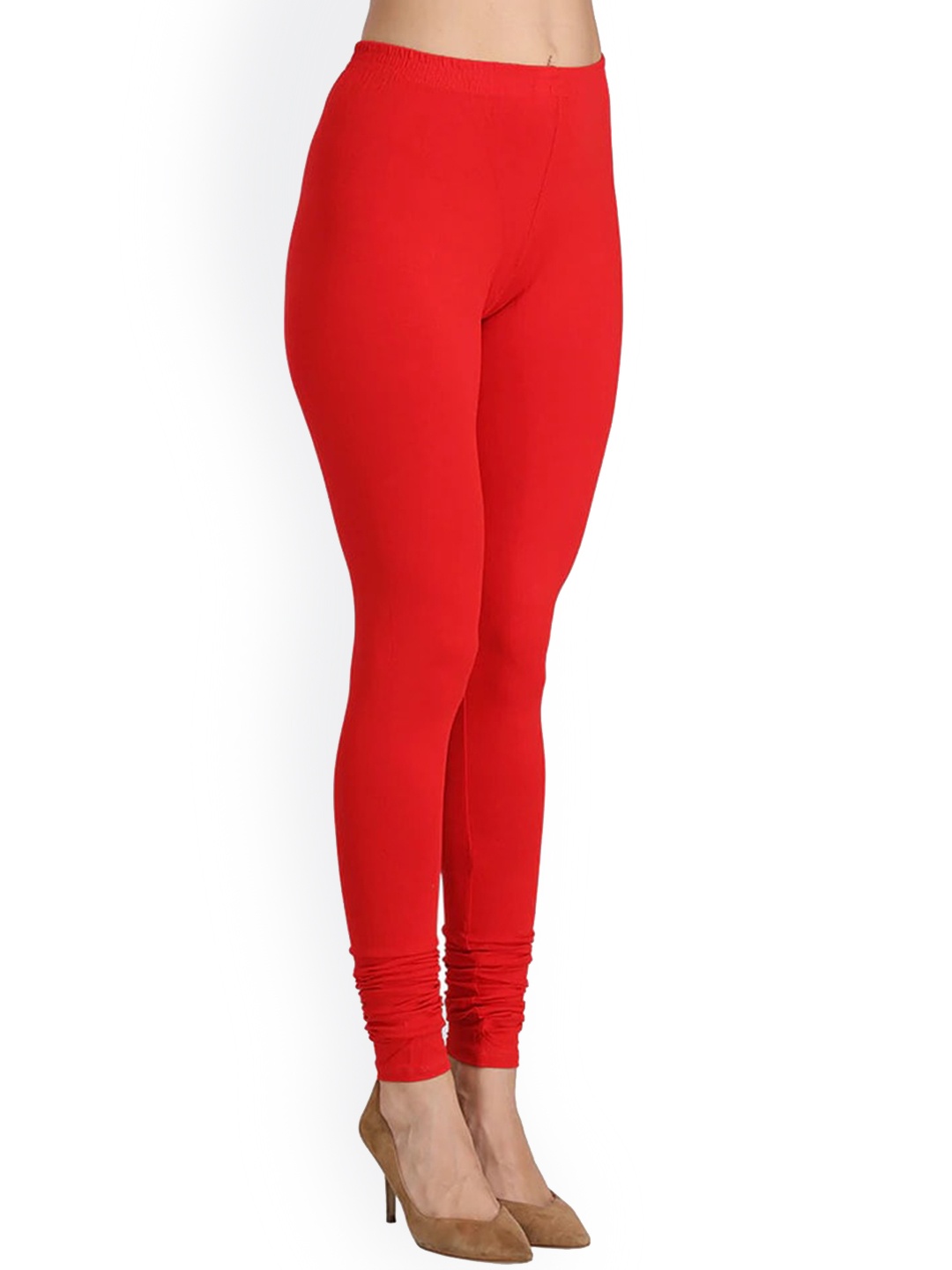 

Comfy Pro Women Red Solid Churidar Length Leggings
