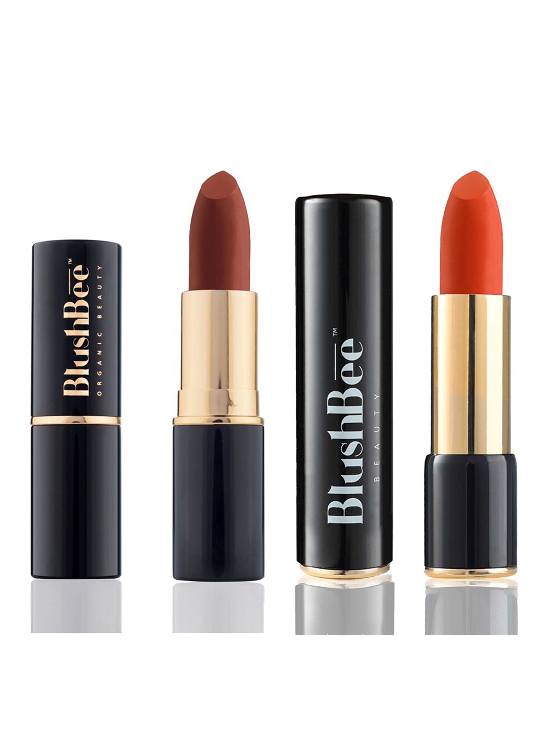 

BlushBee Beauty Set of 2 Matte Organic Vegan Lipstick - Shade BB05 & BB09, Brown