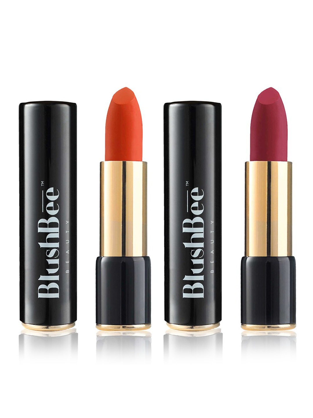 

BlushBee Beauty Set of 2 Lip Nourishing Organic Vegan Lipsticks with Vitamin E-BB02 & BB05, Orange