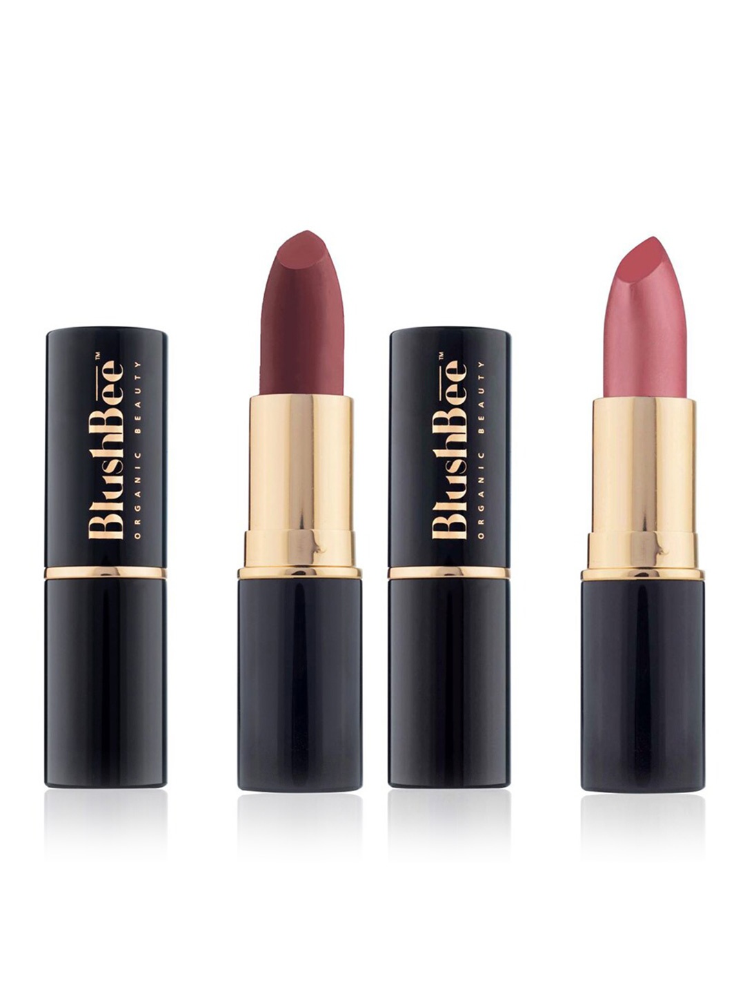 

BlushBee Beauty Set of 2 Lip Nourishing Organic Vegan Lipsticks - Mocha BB07 & Spring BB12, Brown