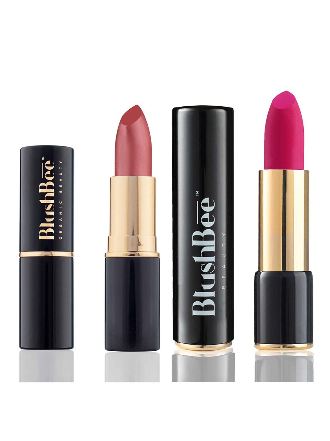 

BlushBee Beauty Set of 2 Lip Nourishing Lipsticks - Velvet Rose BB06 & Velvet Touch BB11, Pink
