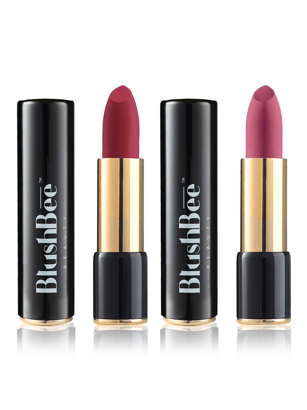 

BlushBee Beauty Set of 2 Matte Organic Lipstick-Deep Hue Maroon BB02 & Mystic Mauve BB04, Red