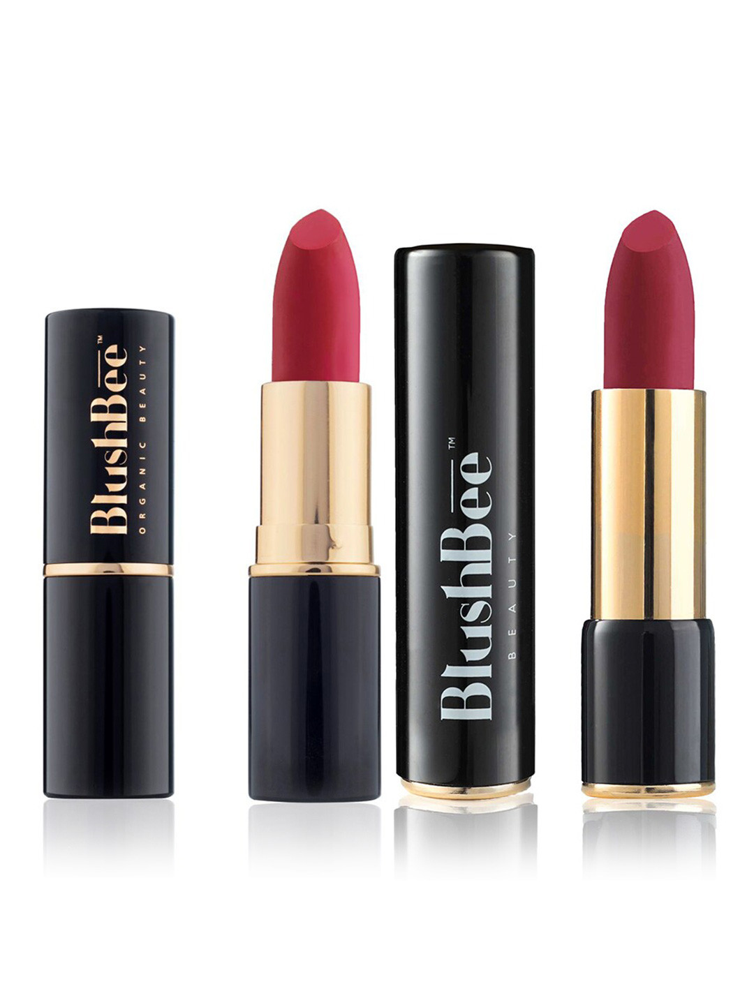 

BlushBee Beauty Set of 2 Matte Organic Lipstick-Deep Hue Maroon BB02 & Flamenco Red BB10